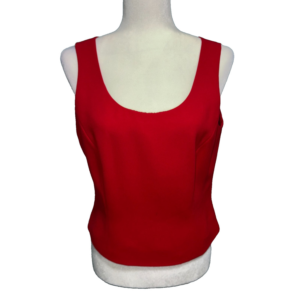Tahari Womens 10 Petite Top Fitted Side Zip Sleeveless Lined Career Casual ASL